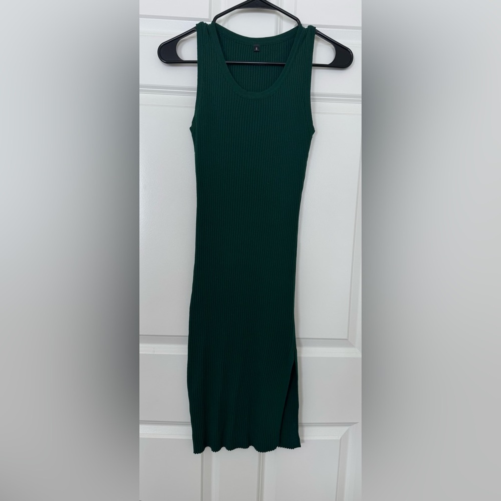 Dark Green Ribbed Dress